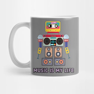 Music is my life,love music, robot Mug